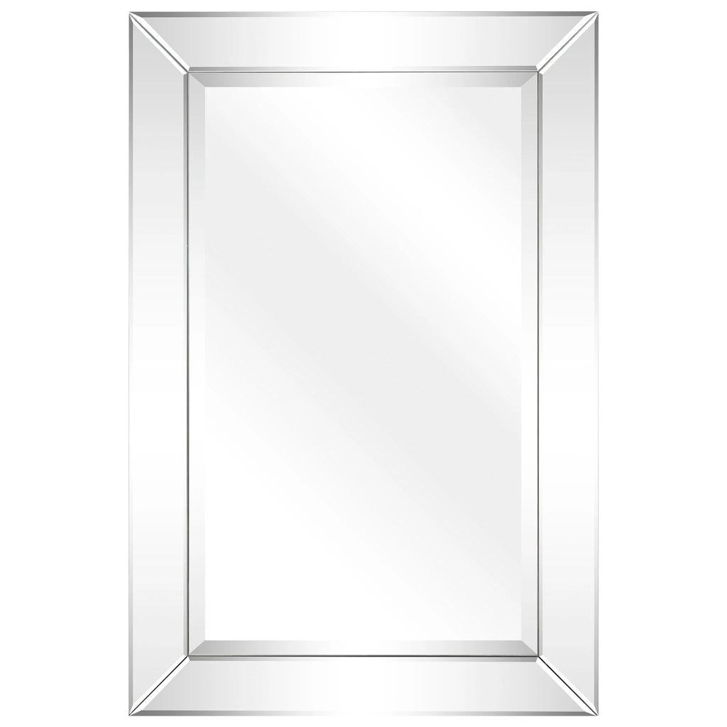 Beveled Rectangular Clear HD Wall Mirror, Bathroom Vanity and Bedroom Mirror, 3 Sizes