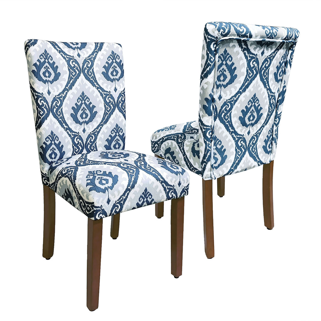 Set of 2 Upholstered Medallion Dining Chairs, Comfortable Parsons Style Chairs for Kitchen and Dining Room