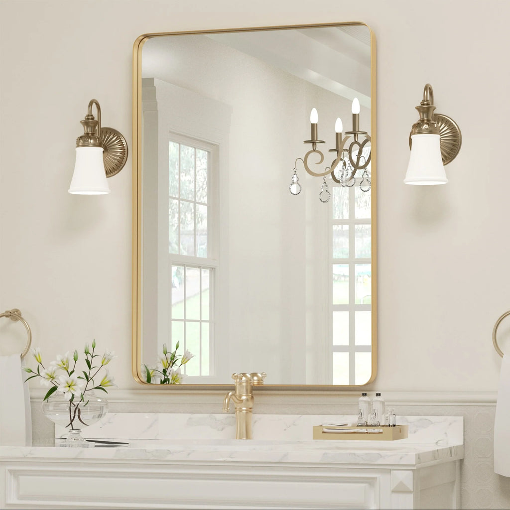 Wall Mirror Vanity Mirror, Bathroom Mirror with Rounded Corners, 1 Piece