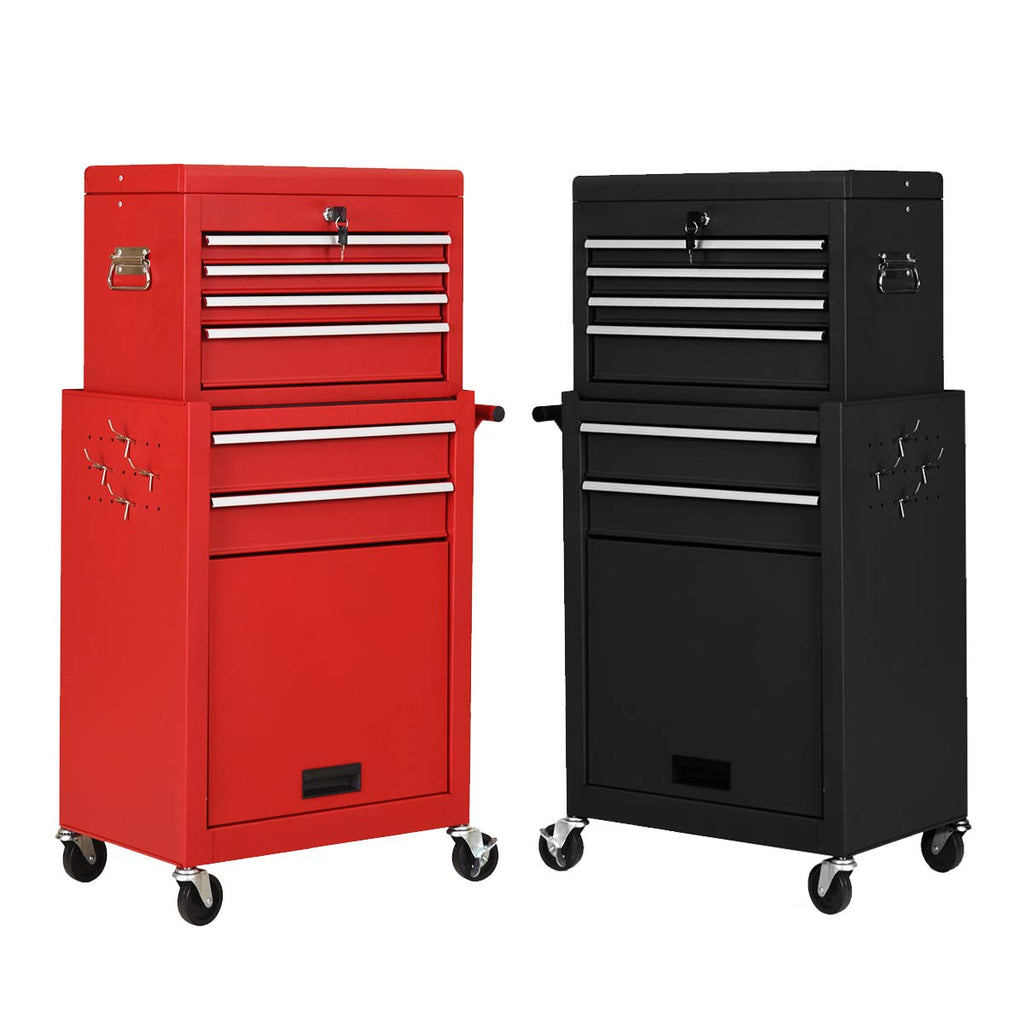 2-Piece 6-Drawer Rolling Tool Chest – Toolbox Set of 2
