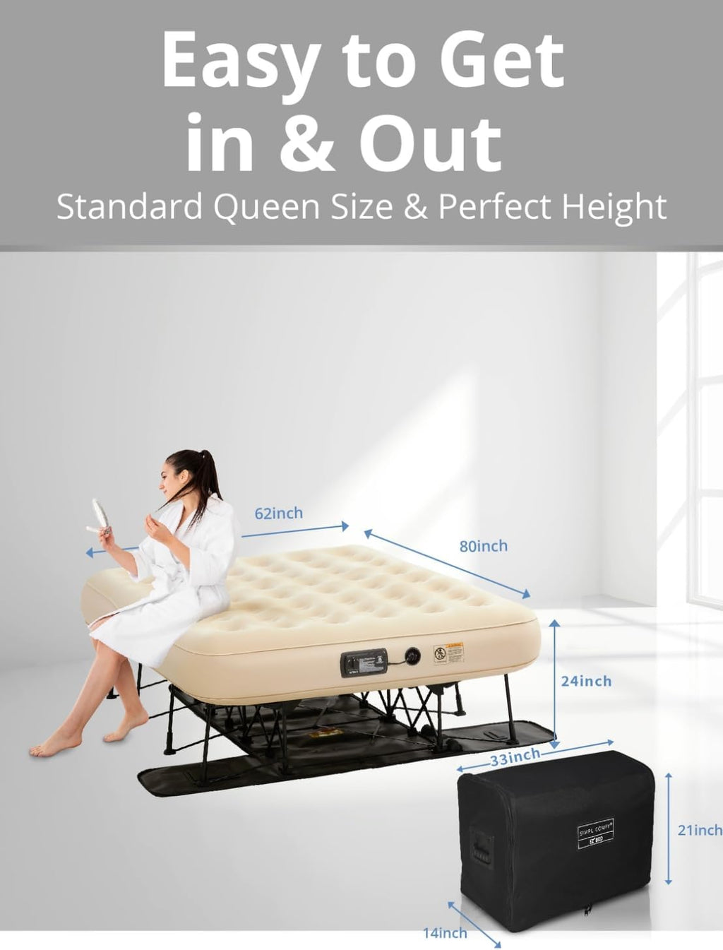 Queen Air Mattress with Frame and Pump