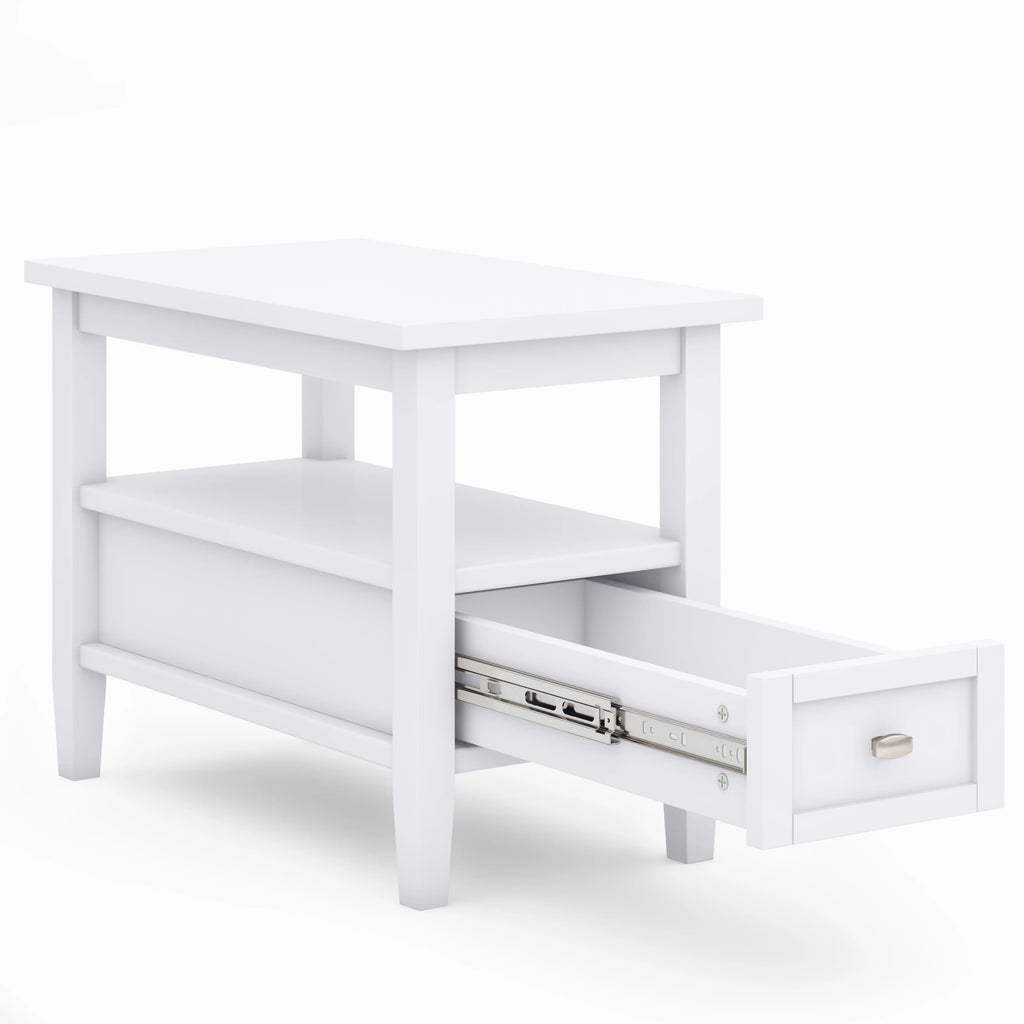 14" Wide Solid Wood Narrow Side Table, Rectangle Transitional Style Accent Table
