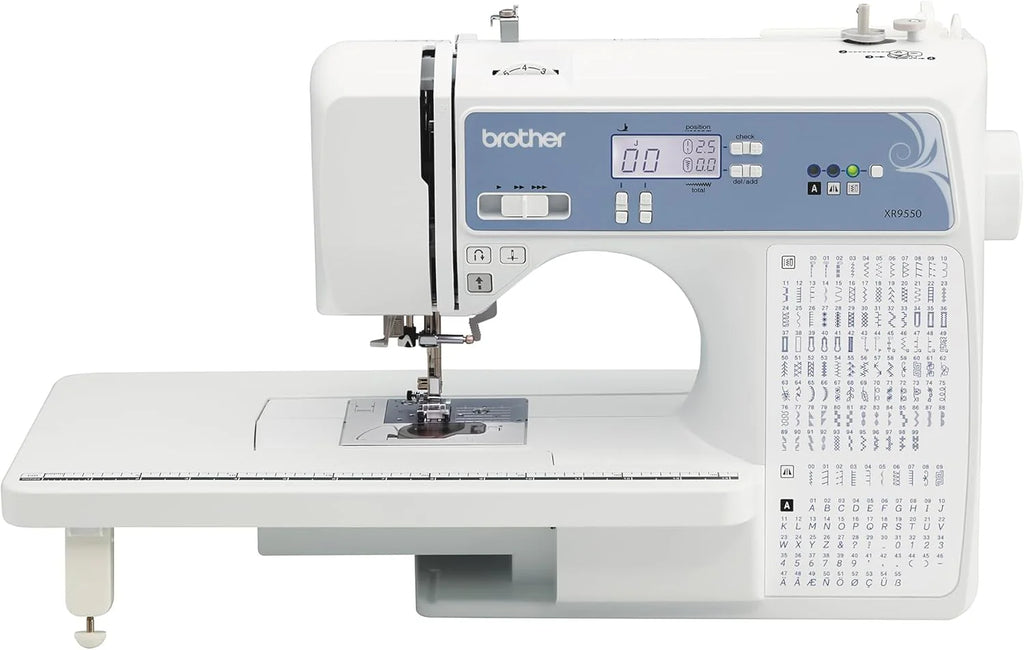 Computerized Sewing and Quilting Machine, 165 Built-in Stitches, LCD Display, Wide Table, 8 Included Presser Feet, White, 20 x 12 x 17 Inches