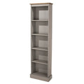 Tall Narrow Wood Bookcase, Slim Freestanding Bookshelf for Small Spaces, Home Office and Living Room