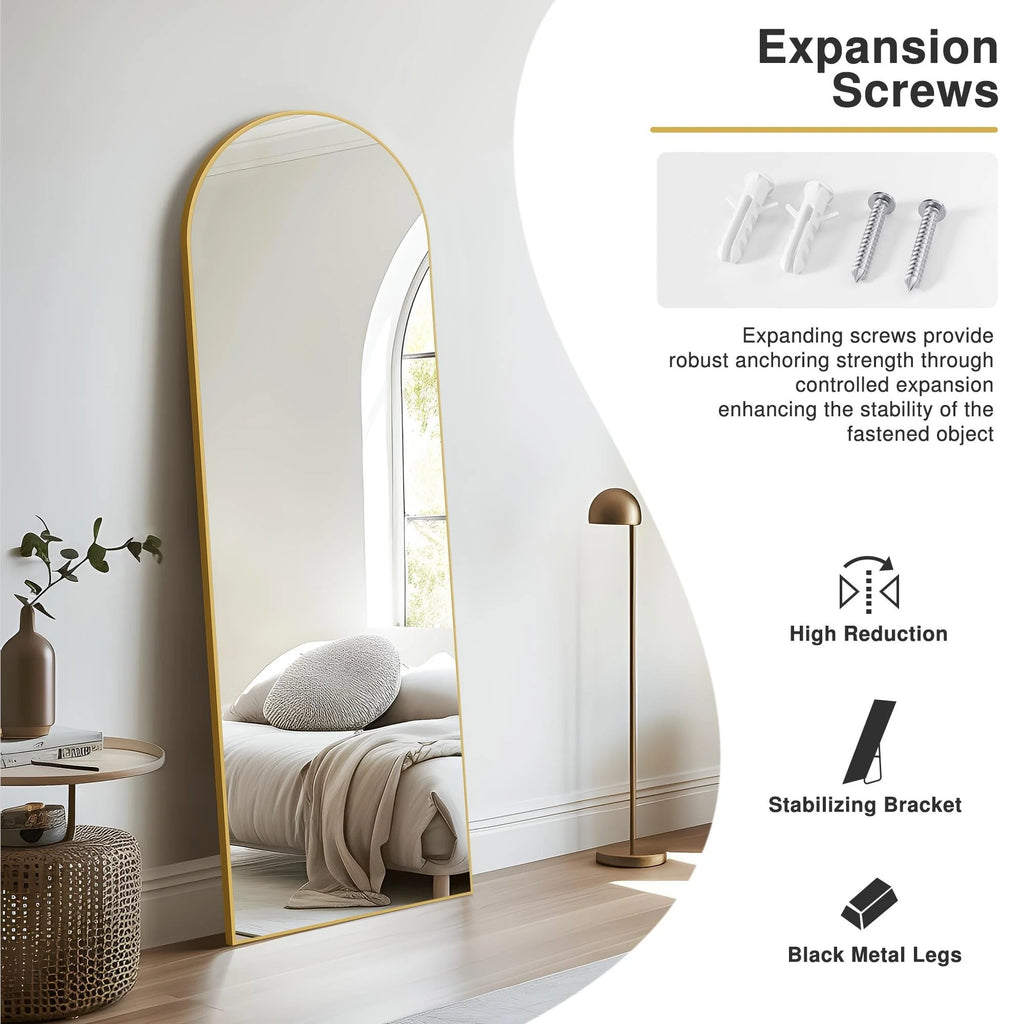 Arched Full Length Floor Mirror, Large Full Body Standing and Wall Mounted Mirror for Bedroom, Living Room and Home Decor