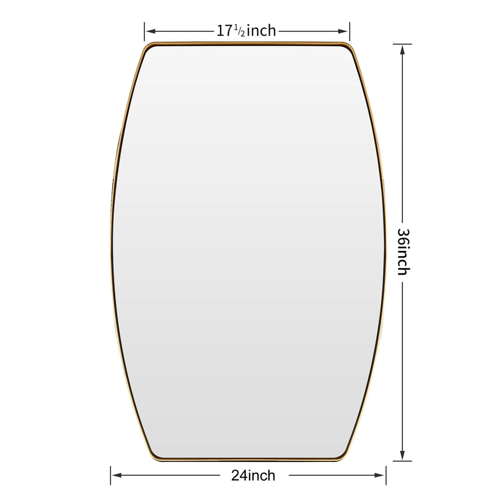 Modern Oblong Metal Wall Mirror, Decorative Elongated Hanging Mirror for Living Room, Bedroom and Entryway