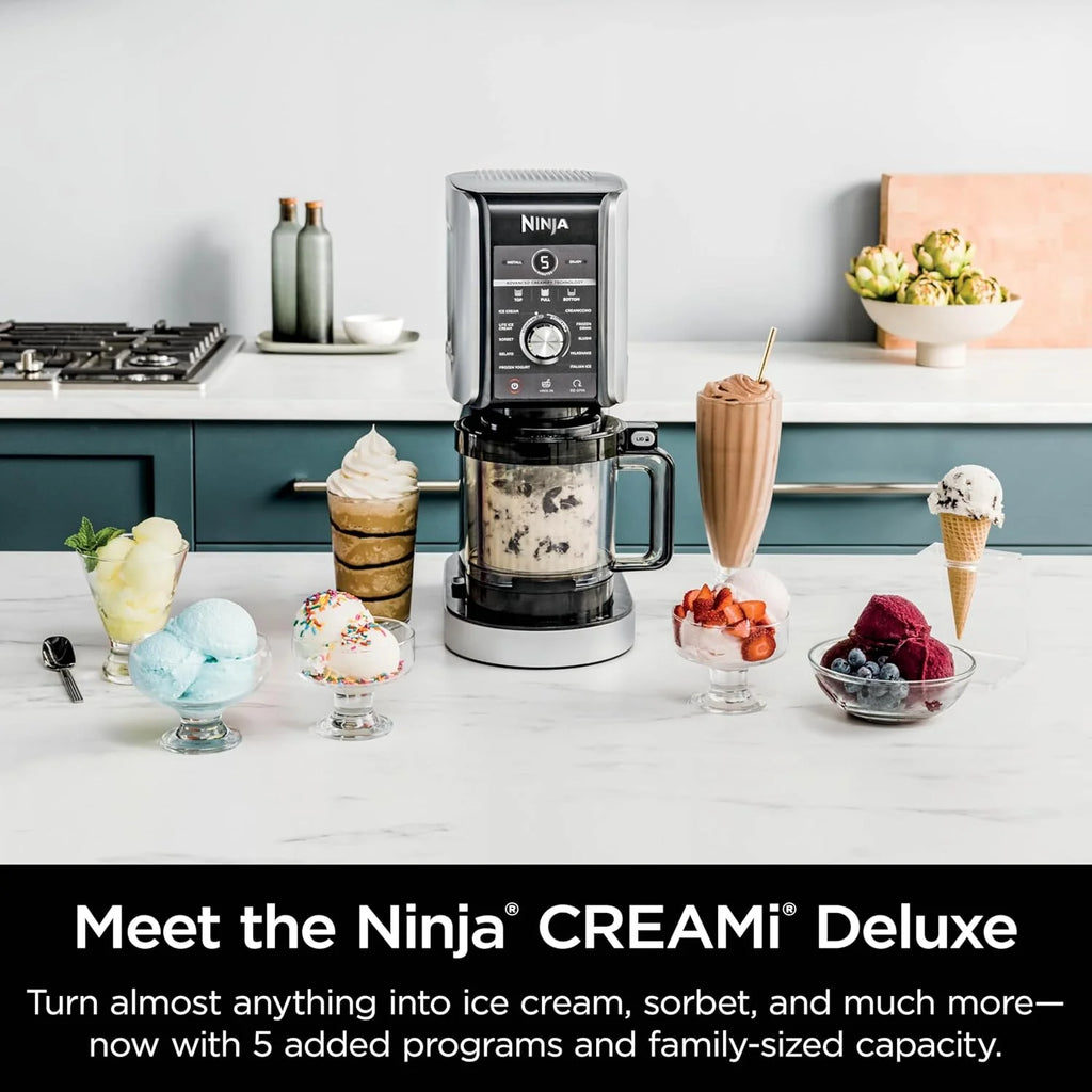 7-in-1 Ice Cream Maker with 2 Pint Containers and Lids, Compact, Silver