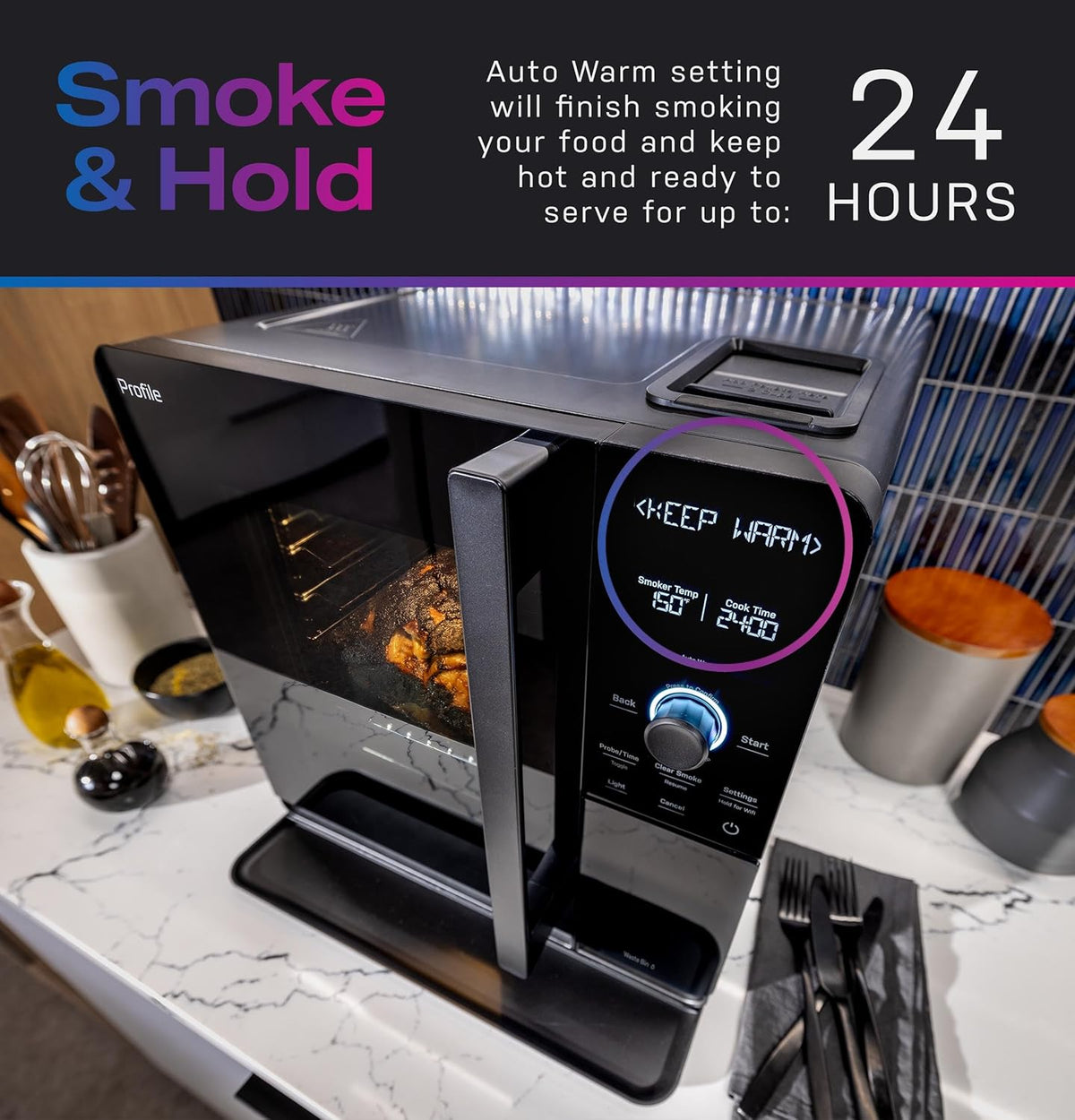 Smart Indoor Pellet Smoker, Electric Countertop BBQ Smoker with Active Smoke Filtration, 5 Smoke Control Settings, WiFi Connectivity, Black