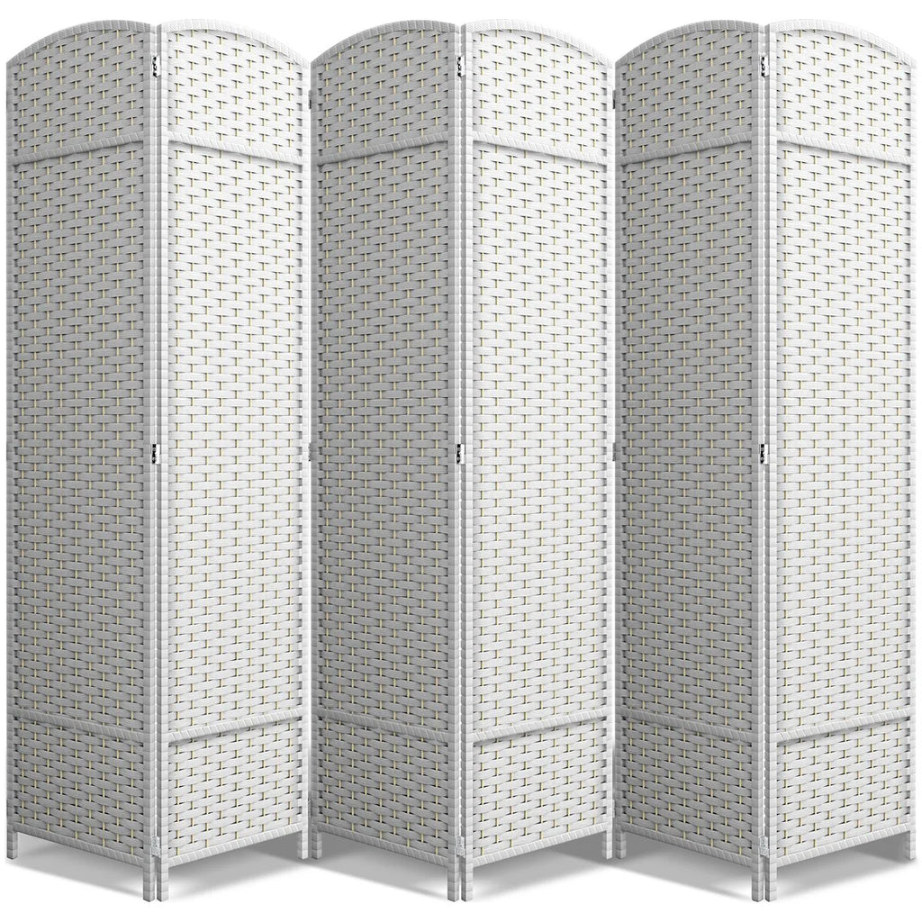 6 Panel Room Divider, 6ft Tall Extra Wide Folding Privacy Screen with Hand-Woven Mesh Panels