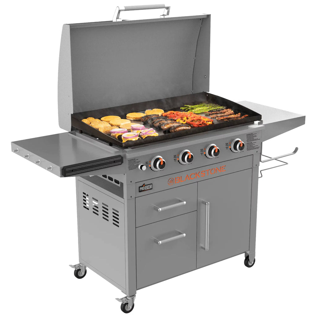 36" 4-Burner Propane Griddle Station – 768 sq in Cooking Surface with Hood & Cabinet