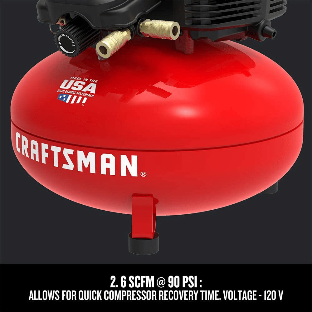 6-Gallon Pancake Air Compressor, Oil-Free, 150 PSI, Portable with Accessory Kit