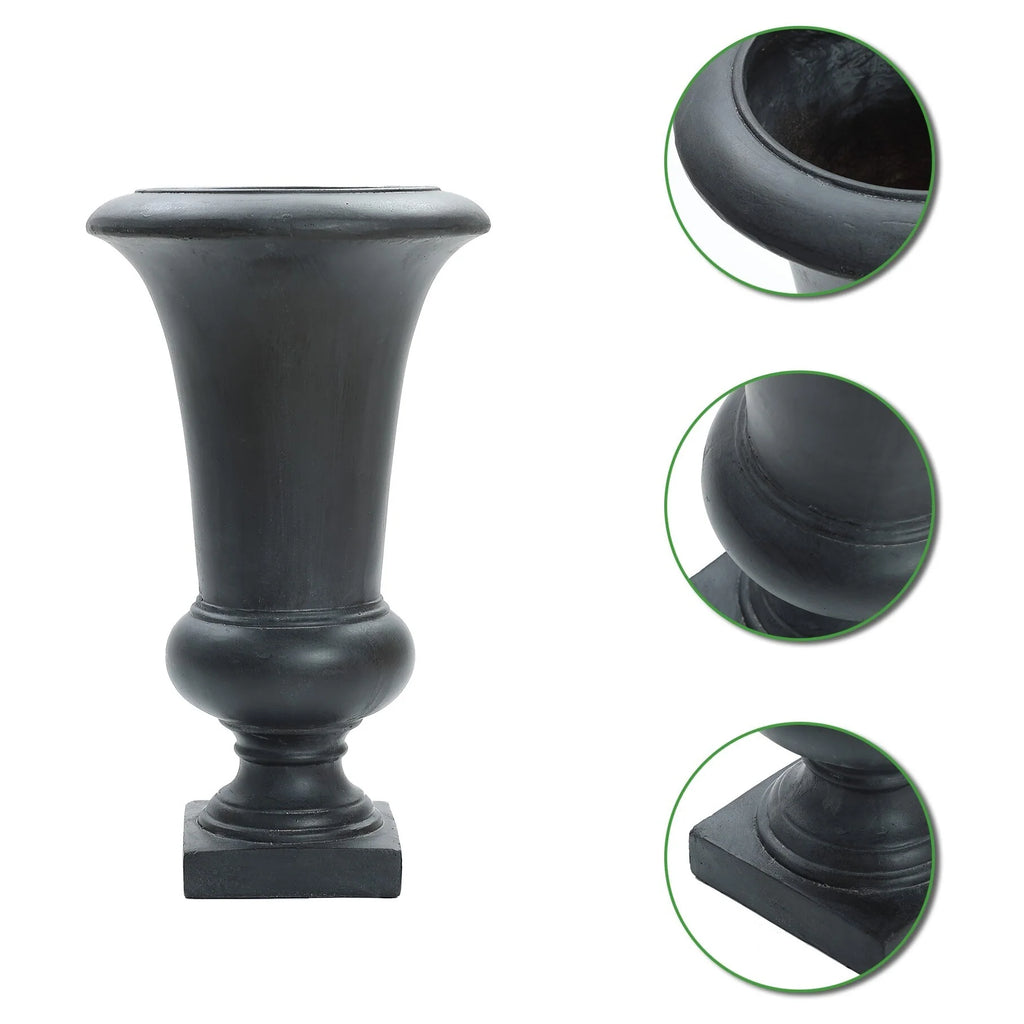 22.75" Tall Handmade Fiber Stone Urn Planter Pot, Decorative Outdoor Garden Flower Container for Patio and Home