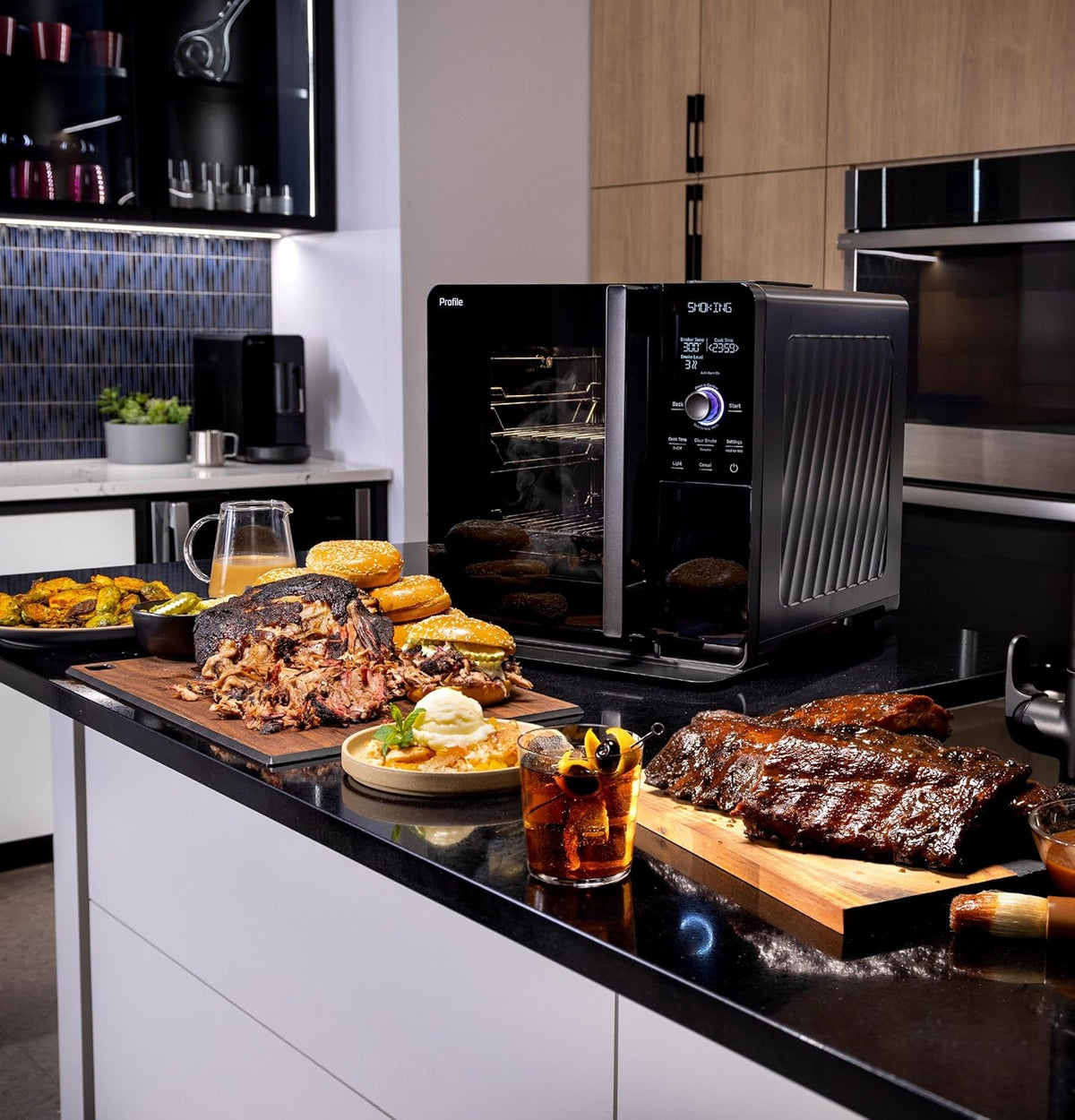 Smart Indoor Pellet Smoker, Electric Countertop BBQ Smoker with Active Smoke Filtration, 5 Smoke Control Settings, WiFi Connectivity, Black