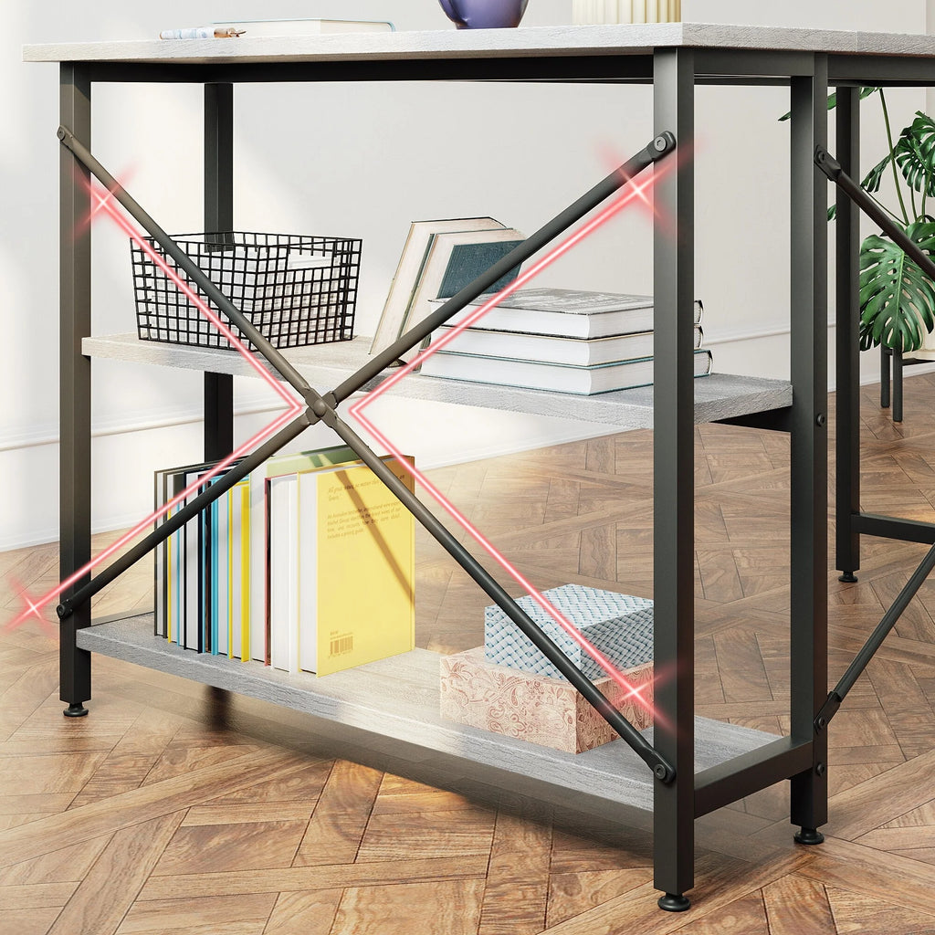 Small L Shaped Computer Desk with Storage Shelves, Compact Corner Workstation for Home Office and Study