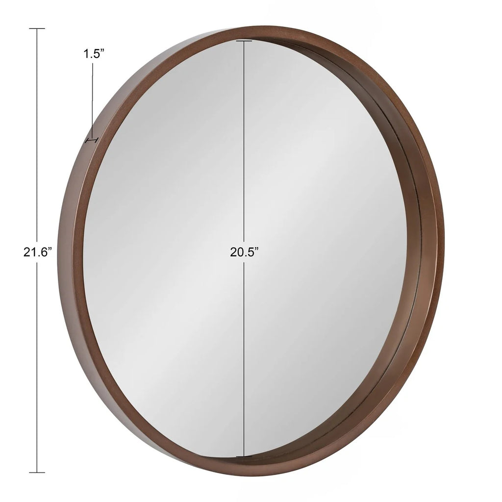 Round Wood Accent Wall Mirror, Modern Decorative Wooden Frame Mirror for Living Room, Bedroom and Entryway