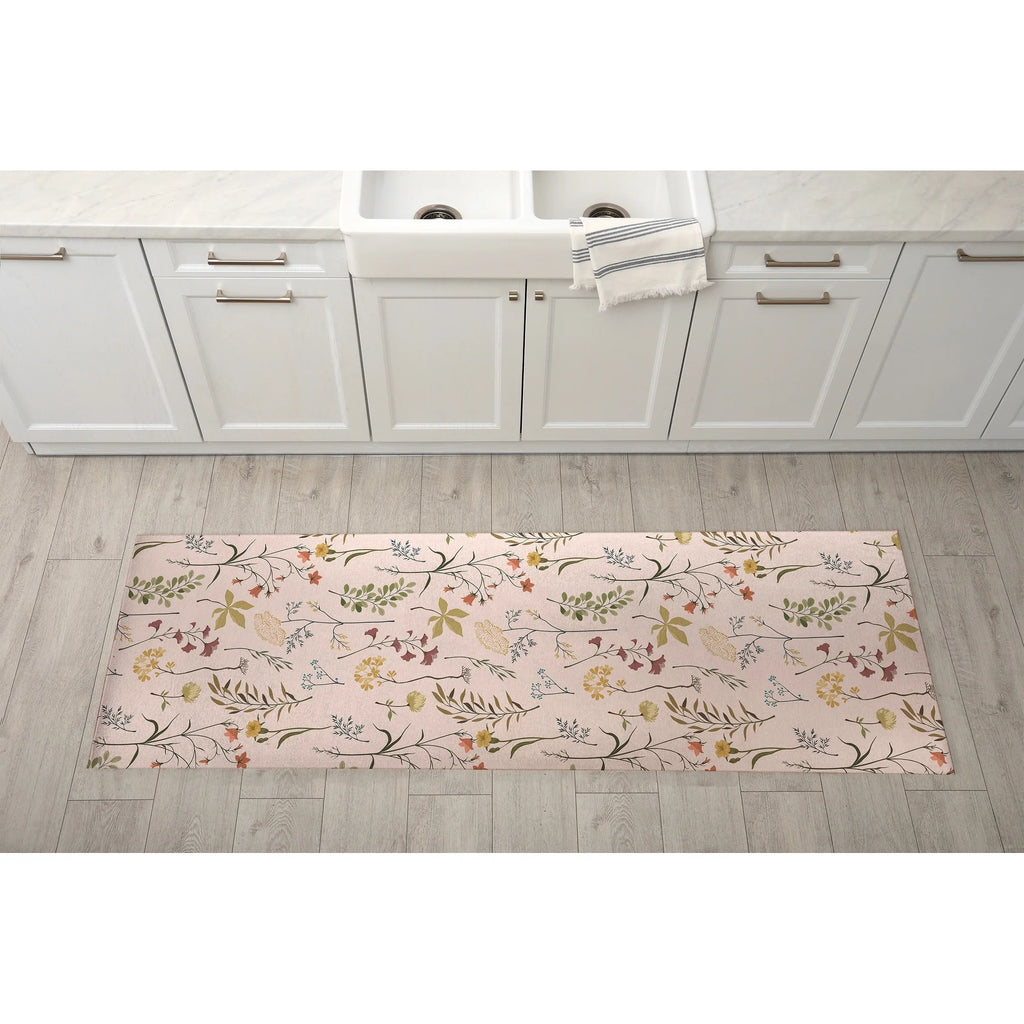 Fall Botanical Floral Kitchen Mat, Decorative Anti Fatigue Non Slip Floor Rug for Kitchen and Home Decor