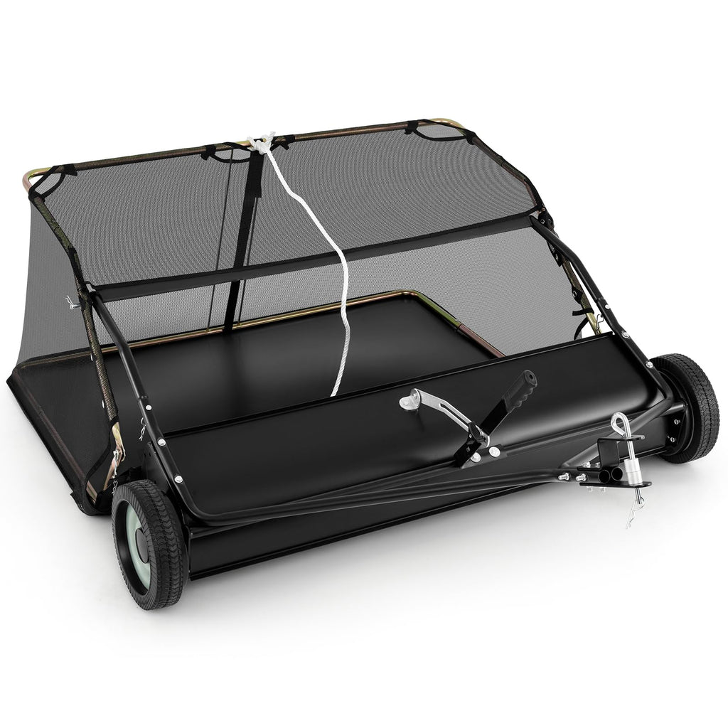 Tow Behind Lawn Sweeper – Large-Capacity Hopper Bag for Yard Cleanup