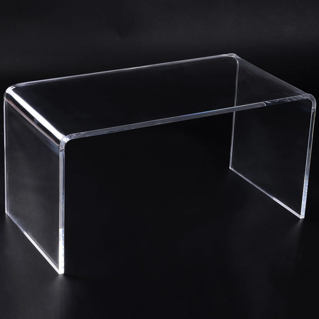 32" Clear Acrylic Waterfall Coffee Table, 20mm Thick Rectangle Modern Transparent Table for Living Room