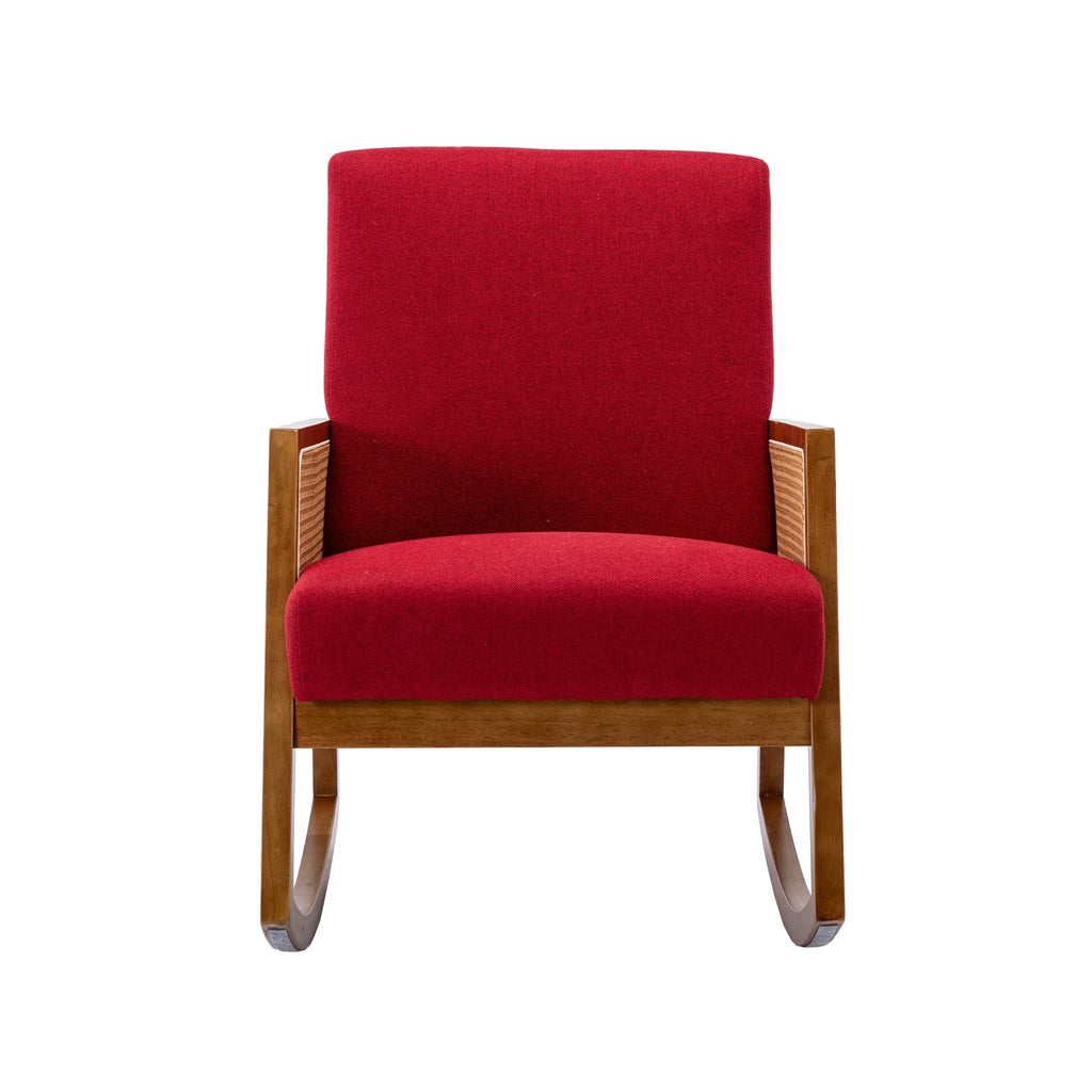 Upholstered Tall Back Rocking Chair, Smooth Gliding Accent Armchair for Comfortable Living Room Seating