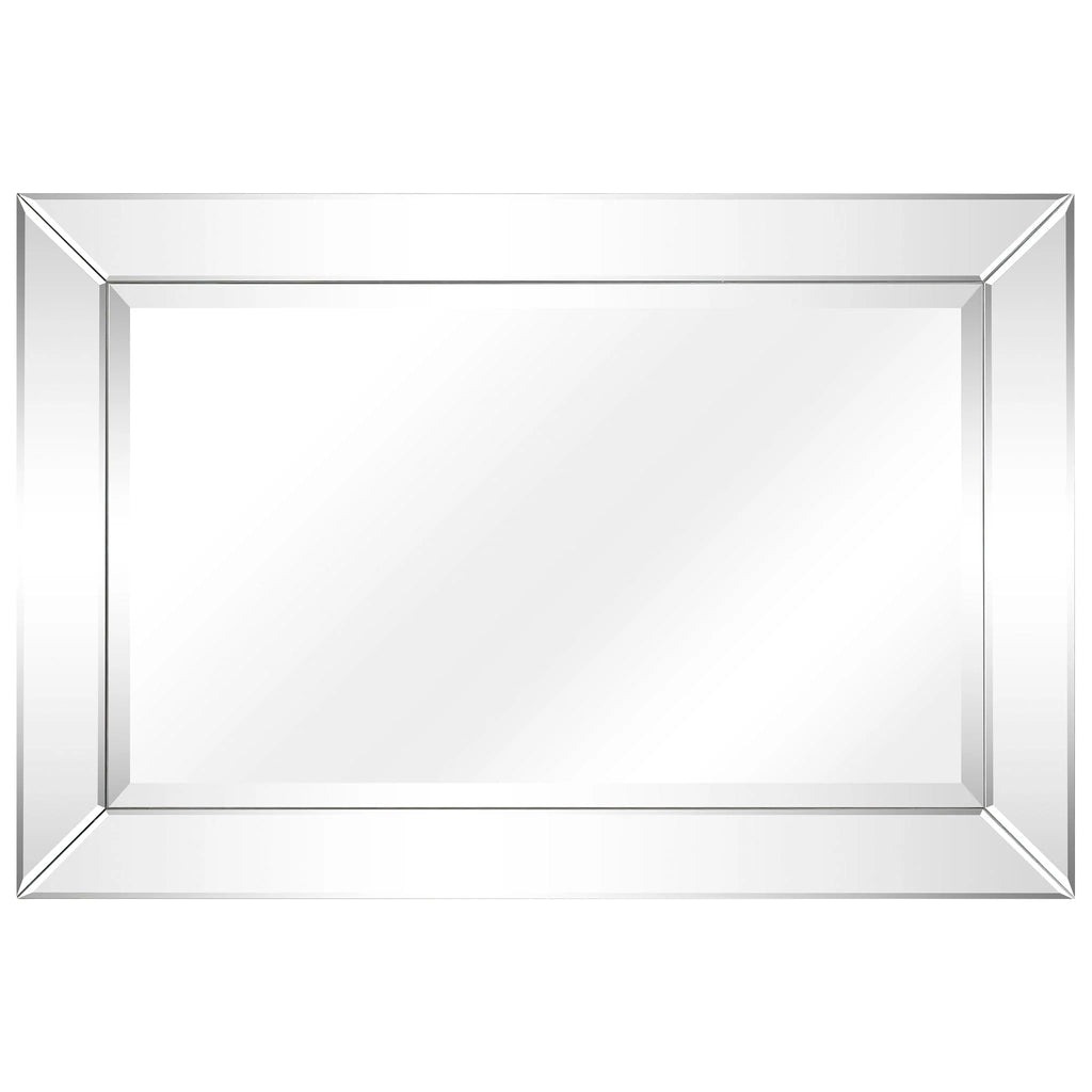 Beveled Rectangular Clear HD Wall Mirror, Bathroom Vanity and Bedroom Mirror, 3 Sizes