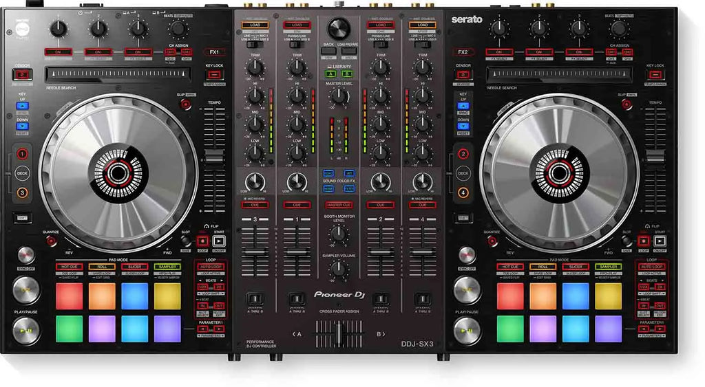 4-Channel Professional DJ Controller with Performance Pads and Dual Jog Wheels