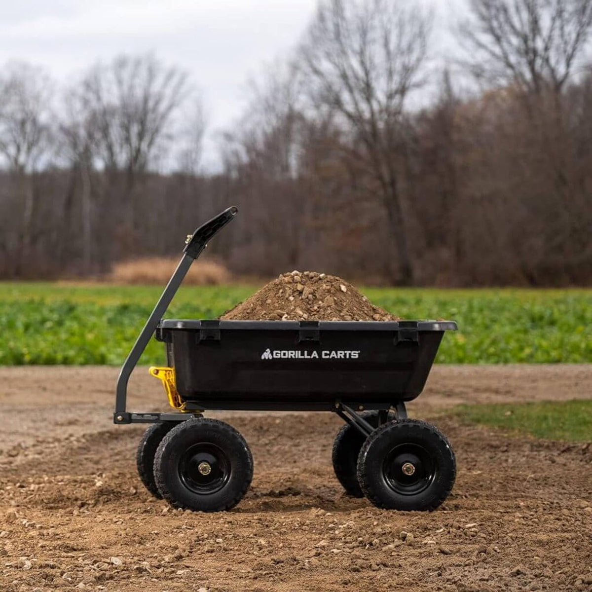 7-Cubic-Foot Poly Dump Garden Cart with No-Flat Tires, 1,200-Lb. Capacity, Black