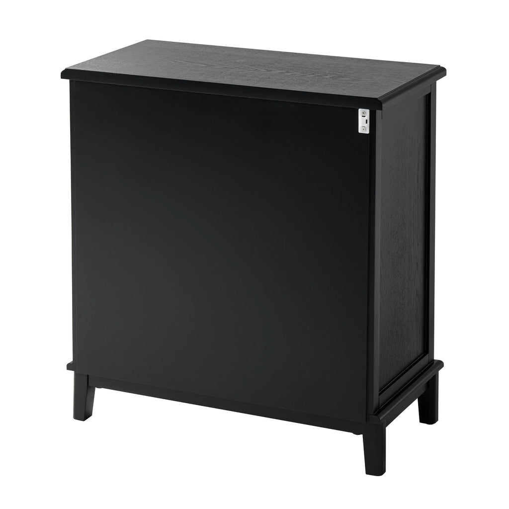 Farmhouse Fully Assembled Nightstand with 2 Drawers, Flower Motif End Table for Small Spaces