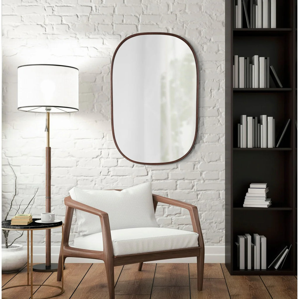 Modern Capsule Framed Wall Mirror, Decorative Oval Accent Mirror for Living Room, Bedroom and Entryway