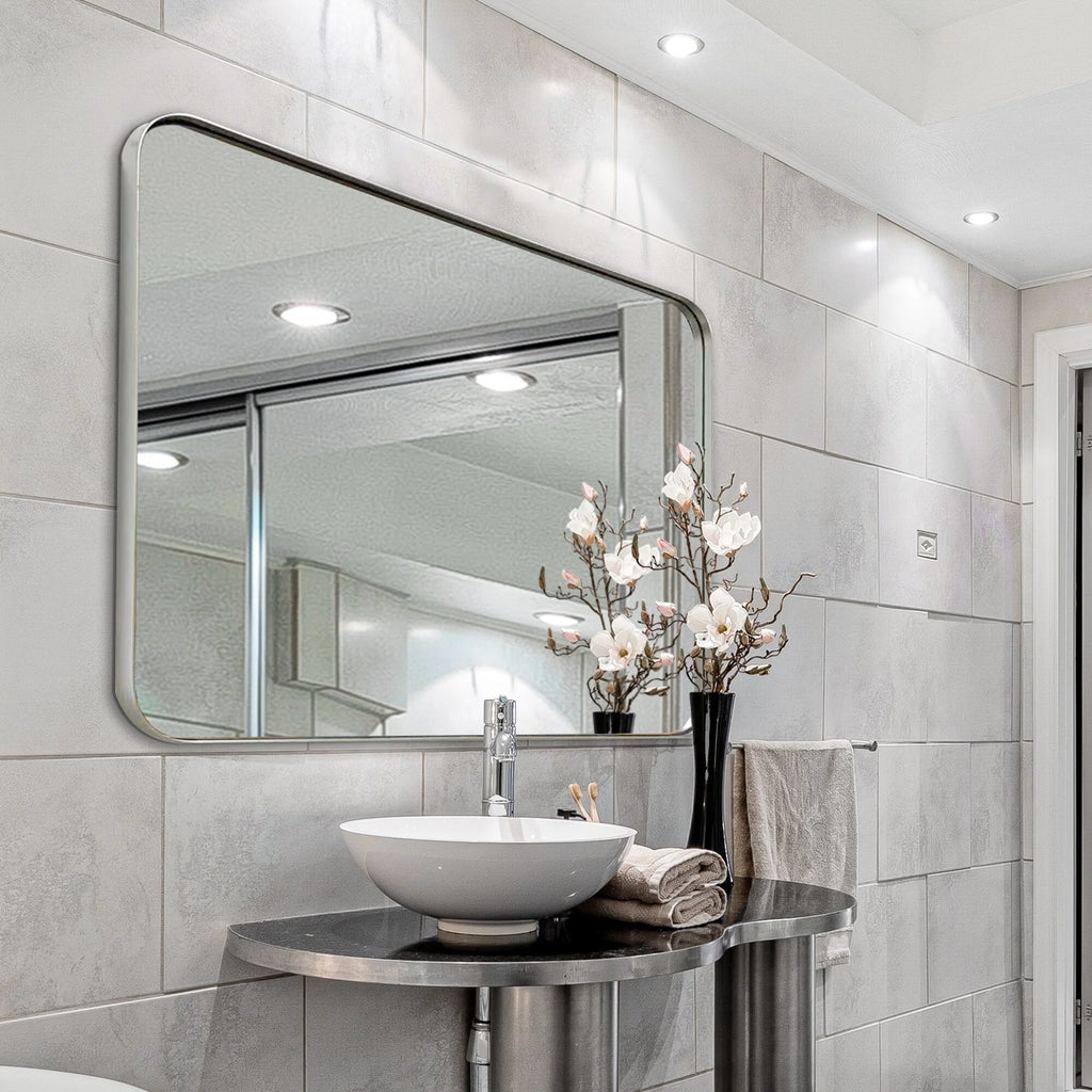 Wall Mirror Vanity Mirror, Bathroom Mirror with Rounded Corners, 1 Piece