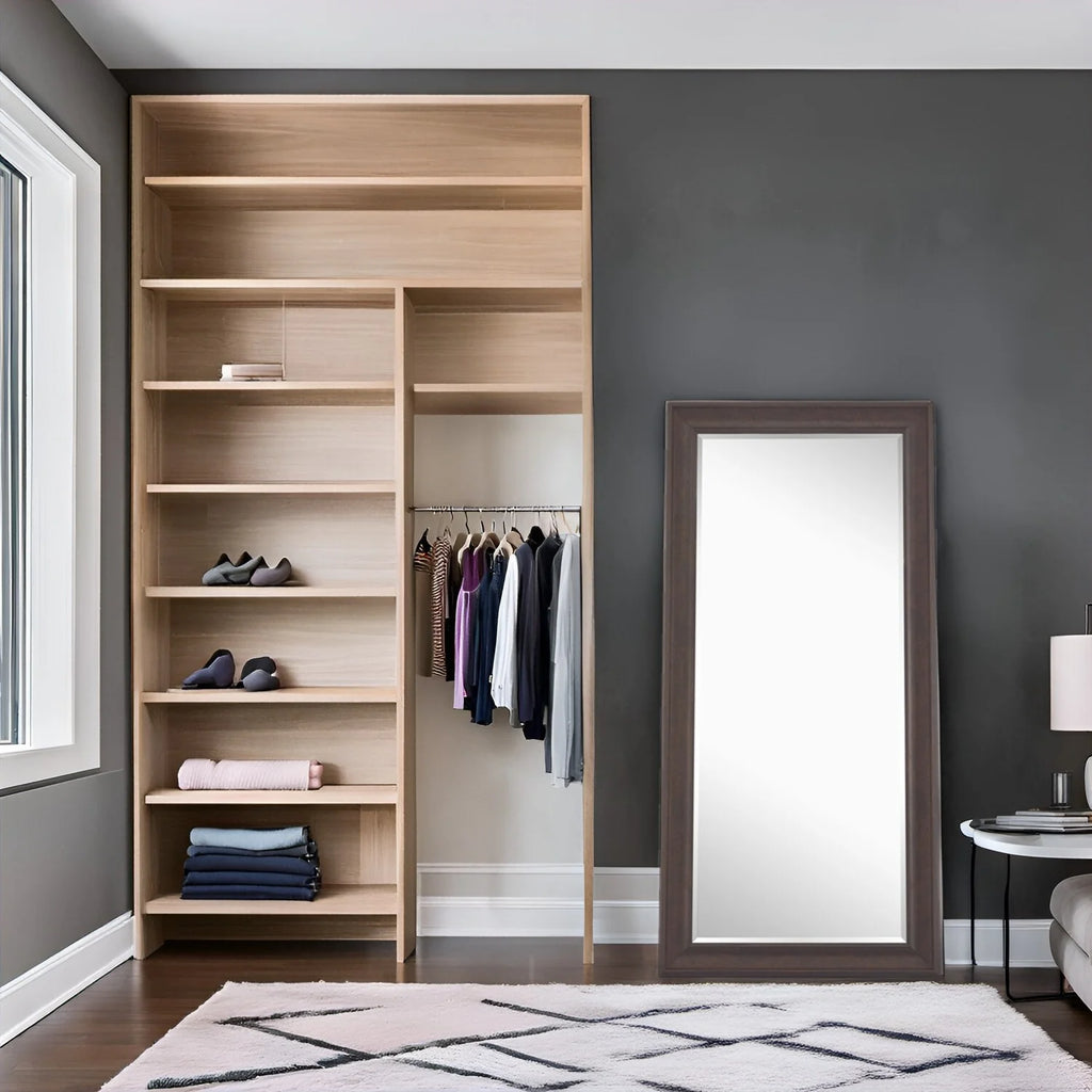 Tall Full Length Mirror, Oversized Rectangle Full Body Wall Mounted Mirror with Smooth Faux Wood Frame