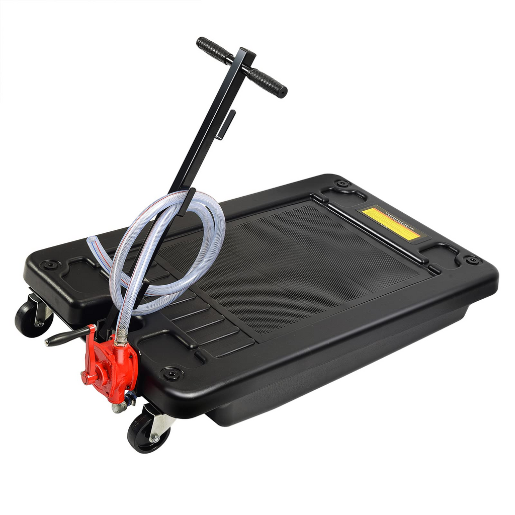 17 Gallon Portable Oil Drain Pan – Low Profile with Pump & 8ft Hose