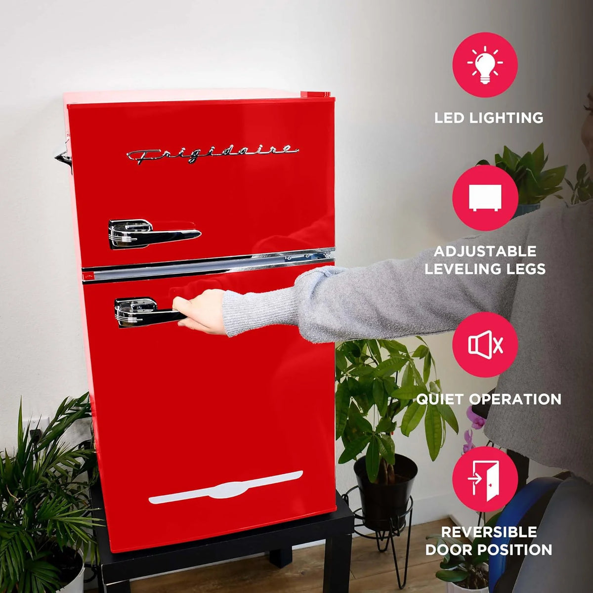 Retro 3.2 Cu Ft Mini Fridge with Freezer – 2-Door Compact Refrigerator with Side Bottle Opener