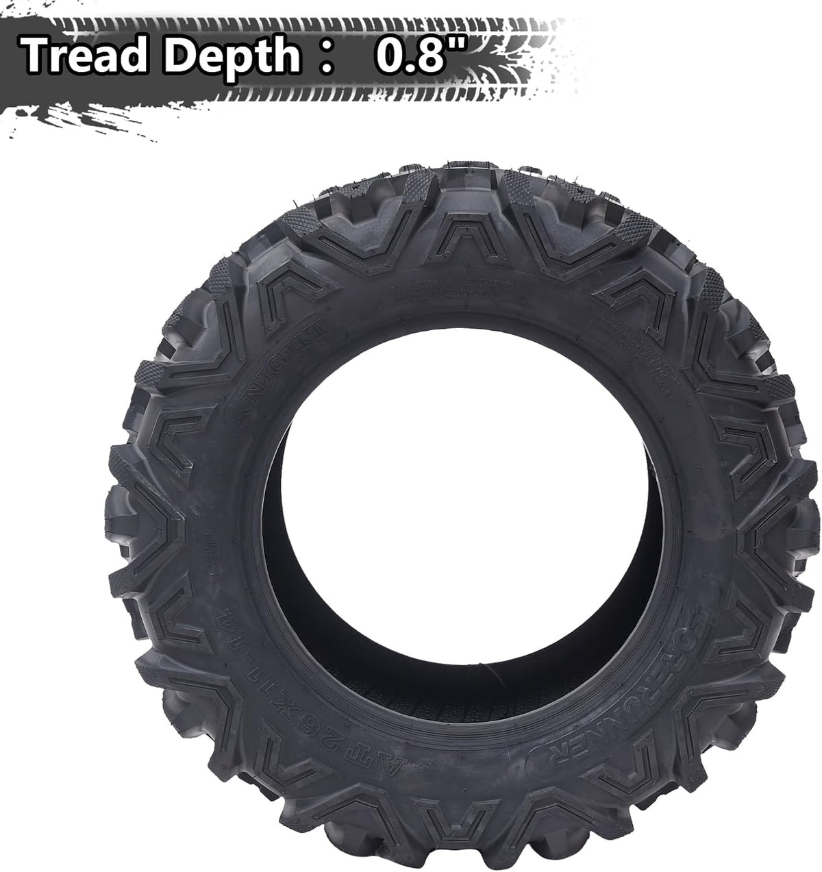 Set of 2 26x12-12 6PR All-Terrain ATV/UTV Off-Road Tires, Black
