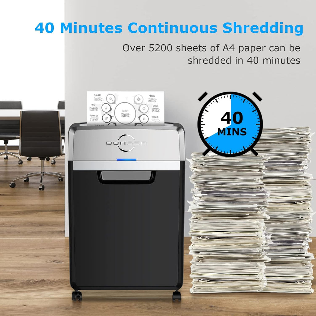 24-Sheet Cross-Cut Paper Shredder, 40-Min Continuous Run Time, 9-Gallon Basket, P-4 Security