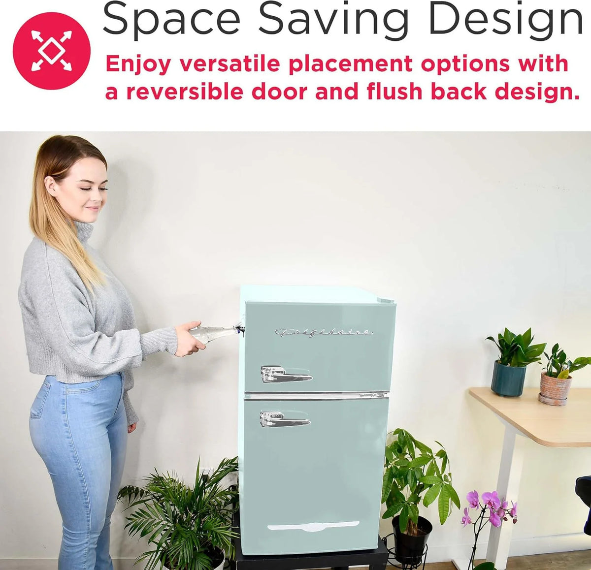 Retro 3.2 Cu Ft Mini Fridge with Freezer – 2-Door Compact Refrigerator with Side Bottle Opener
