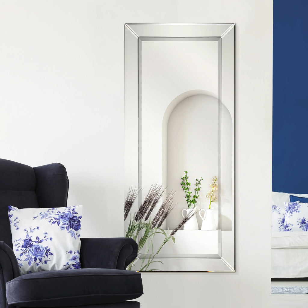 Beveled Rectangular Clear HD Wall Mirror, Bathroom Vanity and Bedroom Mirror, 3 Sizes