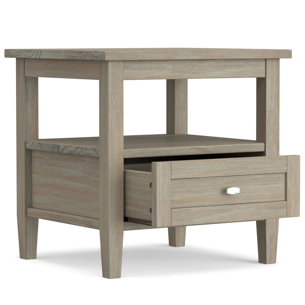 20 Inch Wide Solid Wood Rectangle End Table, Transitional Side Table