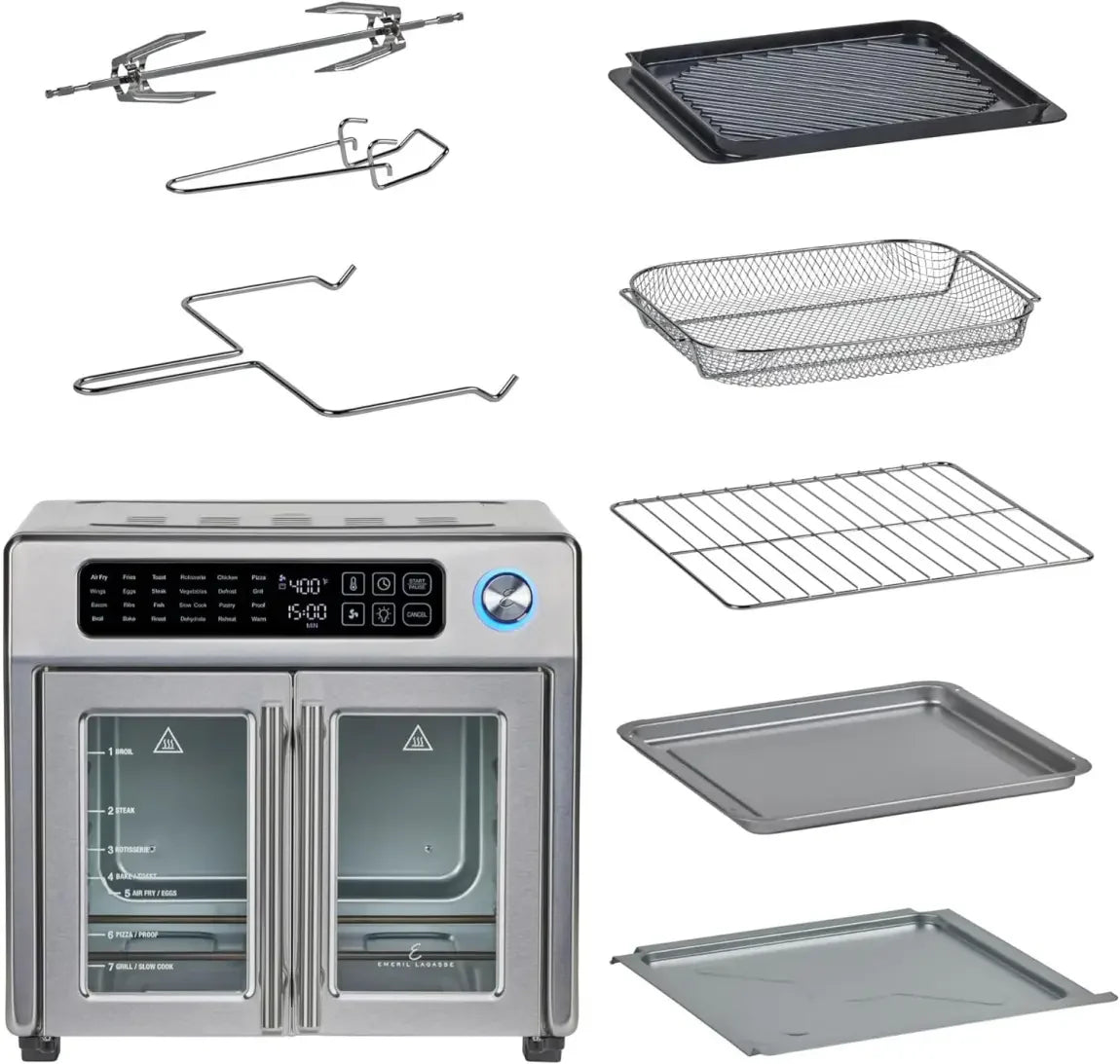 26-Qt. Extra-Large Air Fryer Convection Toaster Oven with French Doors, Stainless Steel