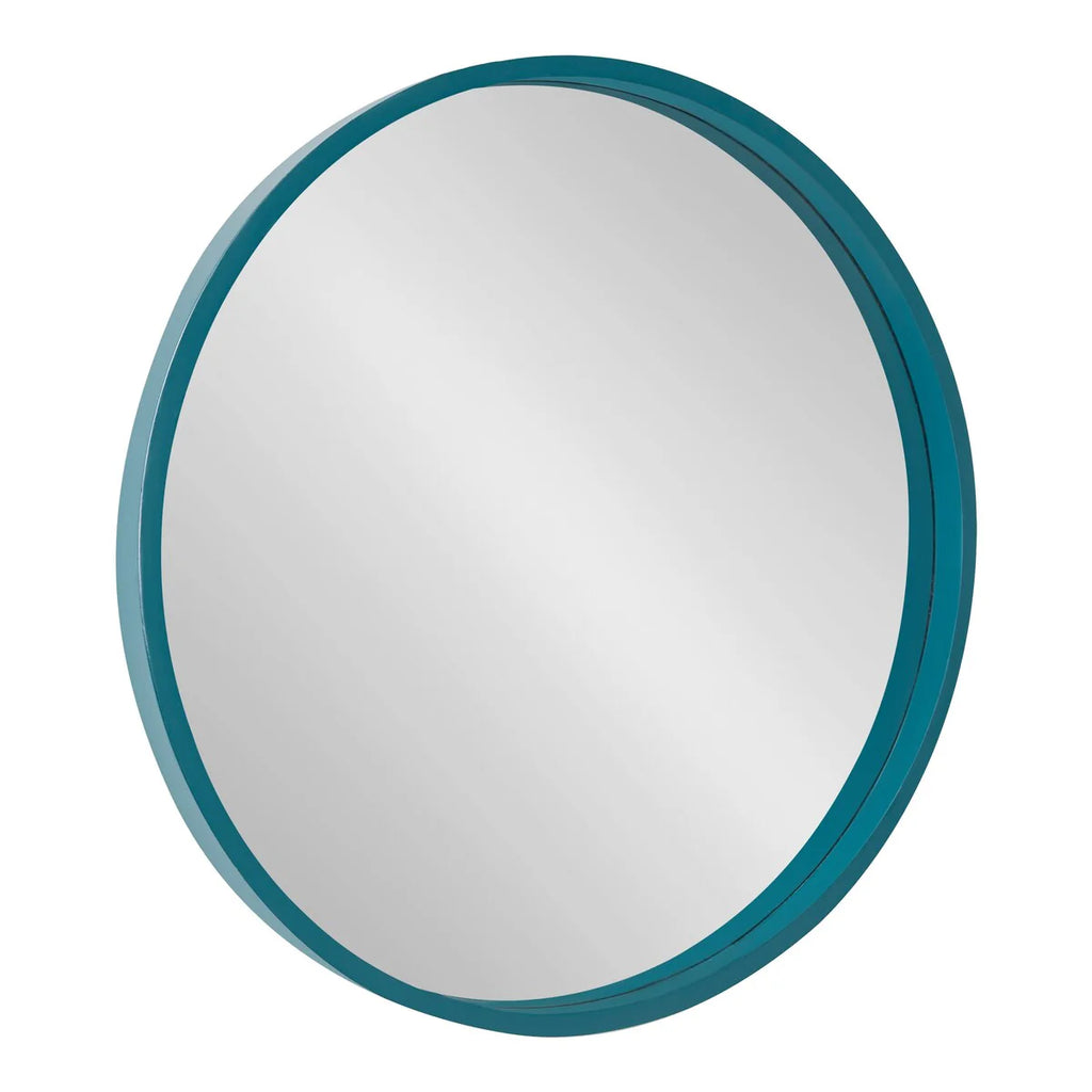 Round Wood Accent Wall Mirror, Modern Decorative Wooden Frame Mirror for Living Room, Bedroom and Entryway