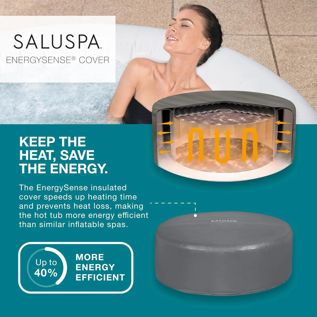 71 x 26-Inch Inflatable Hot Tub Spa for 2-4 Persons, Portable, with 2 Covers, Black