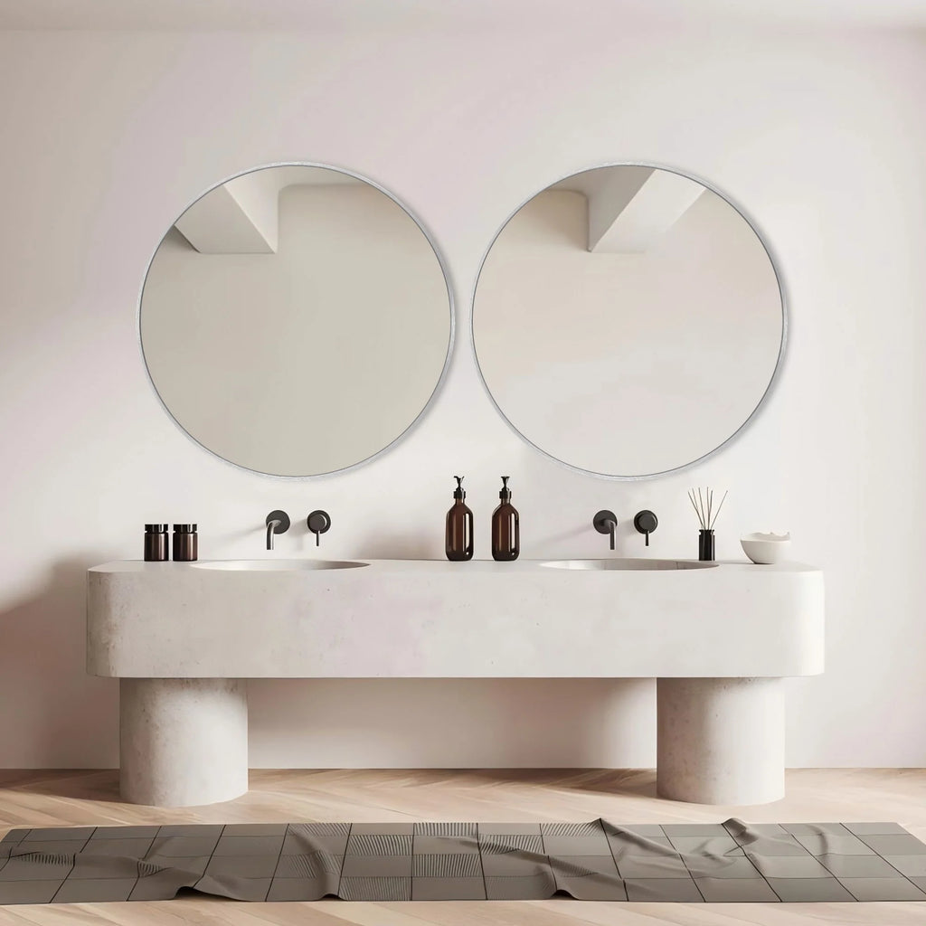 Modern Round Bathroom Vanity Mirror, Wall Mounted Circular Mirror for Bathroom, Bedroom and Home Decor