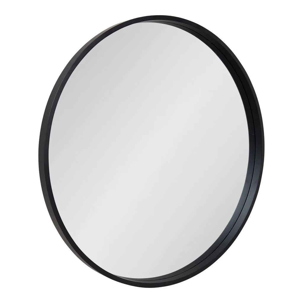 Round Wood Accent Wall Mirror, Modern Decorative Wooden Frame Mirror for Living Room, Bedroom and Entryway