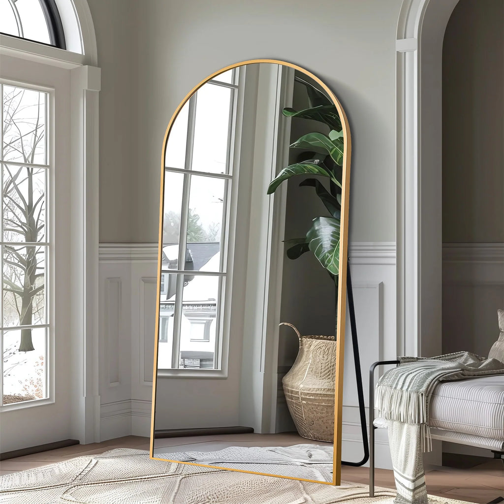 Arched Full Length Floor Mirror, Large Full Body Standing and Wall Mounted Mirror for Bedroom, Living Room and Home Decor