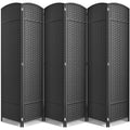 6 Panel Room Divider, 6ft Tall Extra Wide Folding Privacy Screen with Hand-Woven Mesh Panels