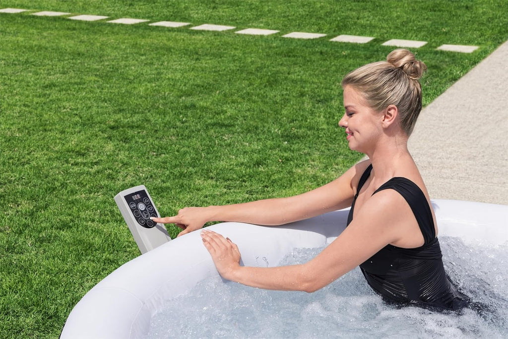71 x 26-Inch Inflatable Hot Tub Spa for 2-4 Persons, Portable, with 2 Covers, Black