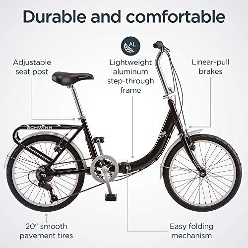 20-Inch Folding Adult Bike for Men and Women, 7-Speed Drivetrain