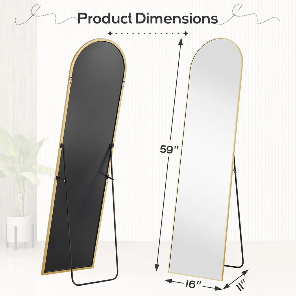 Full Length Mirror with Stand, Aluminum Alloy Frame Full Body Floor Mirror for Bedroom and Cloakroom