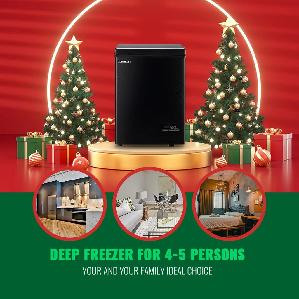 5.0 Cu. Ft. Chest Freezer with 2 Removable Stainless Steel Baskets, Electronic Control, 41°F to -15°F, Black