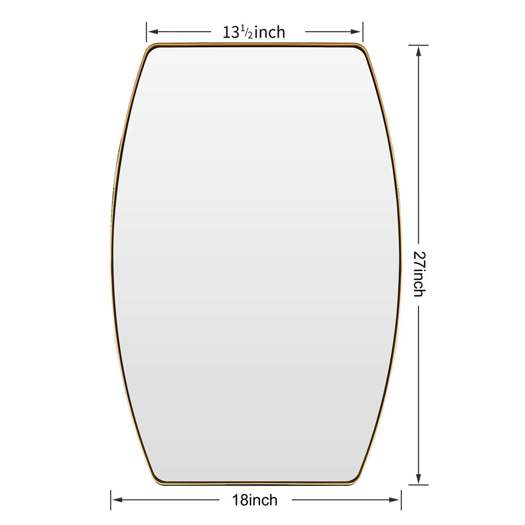 Modern Oblong Metal Wall Mirror, Decorative Elongated Hanging Mirror for Living Room, Bedroom and Entryway