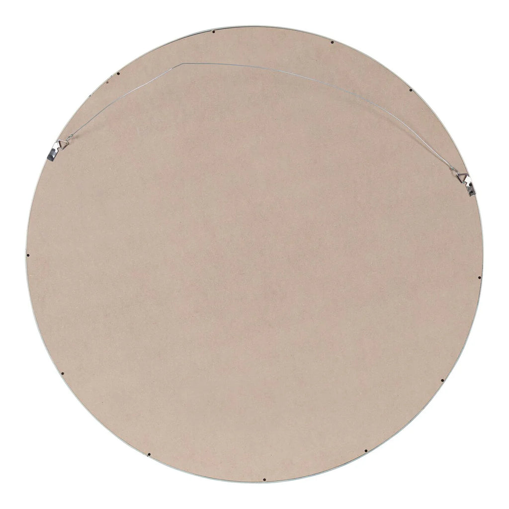 Round Wood Accent Wall Mirror, Modern Decorative Wooden Frame Mirror for Living Room, Bedroom and Entryway
